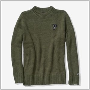 VS PINK OLIVE BOYFRIEND SWEATER ~M L